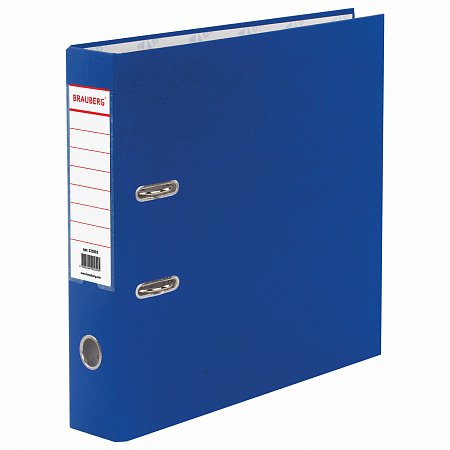 Папка-регистратор BRAUBERG с покрытием из ПВХ, 70 мм, синяя (удвоенный срок службы), 220893 фото