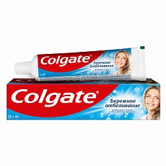 Зубная паста 50мл COLGATE "Бережное отбеливание", с фторидом и кальцием, ш/к 88262, 7891024188262 фото