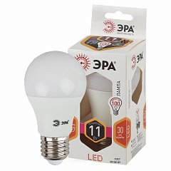 Лампа светодиодная ЭРА, 11 (100) Вт, цоколь E27, грушевидная, теплый белый свет, 25000 ч., LED, smdA60-10w-827-E27, Б0020532 фото