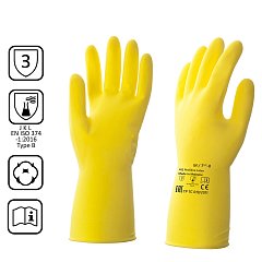 Перчатки латексные КЩС, прочные, хлопковое напыление, размер 7,5-8 M, средний, желтые, HQ Profiline, 73584 фото