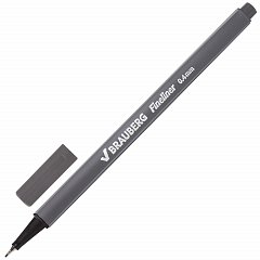 Ручка капиллярная (линер) BRAUBERG "Aero", СЕРАЯ, трехгранная, металлический наконечник, линия письма 0,4 мм, 142258 фото