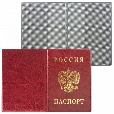 Обложка для паспорта с гербом, ПВХ, бордовая, ДПС, 2203.В-103 фото
