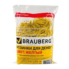 Резинки банковские универсальные диаметром 60 мм, BRAUBERG 1000 г, желтые, натуральный каучук, 440104 фото