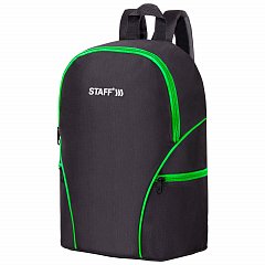 Рюкзак STAFF TRIP универсальный, 2 кармана, черный с салатовыми деталями, 40x27x15,5 см, 270788 фото