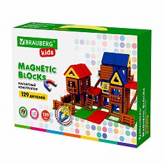 Магнитный конструктор MEGA MAGNETIC BUILD BLOCKS-129 "Построй дом", 129 деталей, BRAUBERG KIDS, 663850 фото