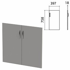 Дверь ЛДСП низкая "Этюд", комплект 2 шт., 397х18х758 мм, серая, 400006-03 фото