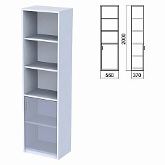 Шкаф полузакрытый ЧАСТЬ 1 "Арго", 560х370х2000 мм, дверь, 4 полки, серый фото