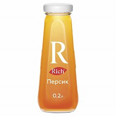 Нектар RICH (Рич) 0,2 л, персик, стеклянная бутылка, 1709801 фото
