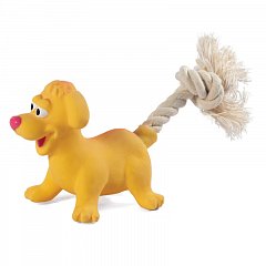 Игрушка MINI DOGS для собак мелких пород из латекса "Собачка с веревкой", 85/180мм, Triol фото