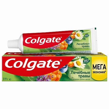 Зубная паста 150мл COLGATE "Лечебные травы", отбеливающа, сфторидом и кальцием, ш/к 3, 7891024133743 фото