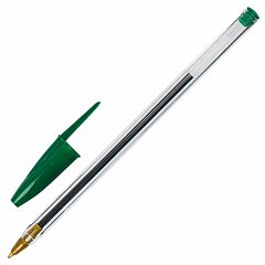 Ручка шариковая STAFF "Basic BP-01", письмо 750 метров, ЗЕЛЕНАЯ, длина корпуса 14 см, узел 1 мм, 143739 фото