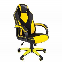 Кресло компьютерное СН GAME 17, ткань TW/экокожа, черное/желтое, 7028515 фото