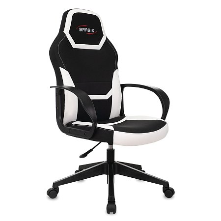 Кресло компьютерное BRABIX "Alpha GM-018", ткань/экокожа, черное/белое, 532640, GM-018_532640 фото