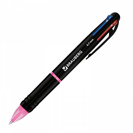 Ручка многоцветная шариковая автоматическая MULTICOLOR-X 4 ЦВЕТА, корпус ассорти, стандартный узел 0,7 мм, BRAUBERG, 143936 фото