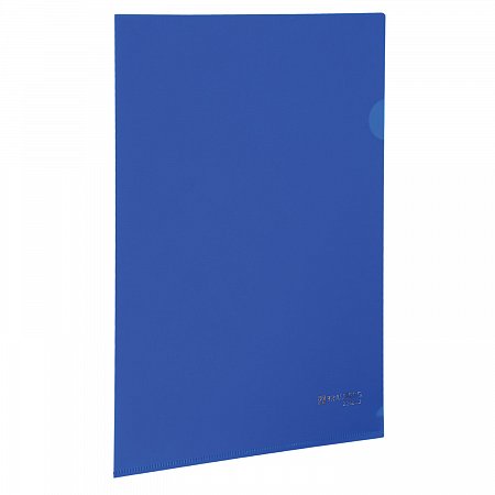 Папка-уголок жесткая, непрозрачная BRAUBERG, синяя, 0,15 мм, 224880 фото