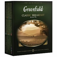 Чай GREENFIELD (Гринфилд) "Classic Breakfast", черный, 100 пакетиков в конвертах по 2 г, 0582 фото