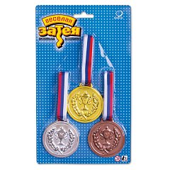 Праздничная медаль чемпиона, НАБОР 3 штуки (золото, серебро, бронза), 1507-0415 фото