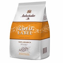 Кофе в зернах AMBASSADOR "Gold Label", 100% арабика, 1 кг, вакуумная упаковка фото