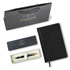 Ручка шариковая PARKER "IM Core Black Lacquer GT", ежедневник А5 черный, пакет, 880899 фото