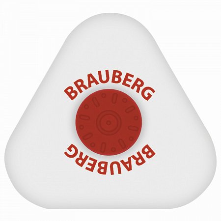 Ластик BRAUBERG "Energy", 45х45х10 мм, белый, треугольный, красный пластиковый держатель, 222473 фото