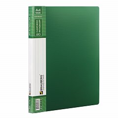 Папка 20 вкладышей BRAUBERG "Contract", зеленая, вкладыши-антиблик, 0,7 мм, бизнес-класс, 221774 фото