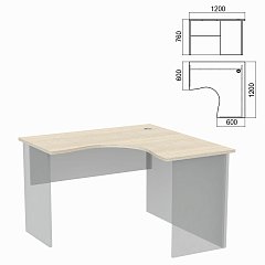Стол компактный ЧАСТЬ 1 "Арго", 1200х1200х760 мм, правый, ясень шимо фото