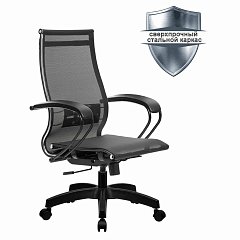 Кресло офисное МЕТТА "К-9" пластик, прочная сетка, сиденье и спинка регулируемые, черное фото