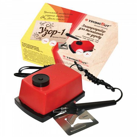 Прибор для выжигания по дереву и ткани "Узор-1", регулировка мощности, 2 насадки, 881370, ЭВД-20/220 фото