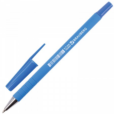 Ручка шариковая BRAUBERG "Capital blue", СИНЯЯ, корпус soft-touch голубой, узел 0,7 мм, линия письма 0,35 мм, 142493 фото