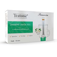 Чай TEATONE, зеленый с ароматом жасмина, 100 стиков по 1,8 г, картонная коробка, 1242 фото