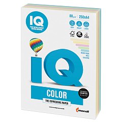 Бумага цветная IQ color, А4, 80 г/м2, 250 л., (5 цветов x 50 листов), микс пастель, RB01 фото