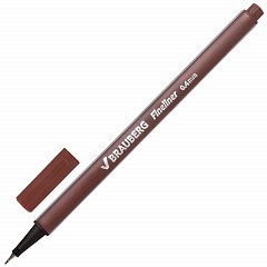 Ручка капиллярная (линер) BRAUBERG "Aero", КОРИЧНЕВАЯ, трехгранная, металлический наконечник, линия письма 0,4 мм, 142257 фото