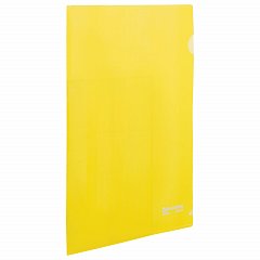 Папка-уголок жесткая BRAUBERG, желтая, 0,15 мм, 223968 фото