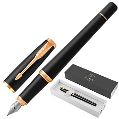Ручка перьевая PARKER "Urban Core Muted Black GT", черный матовый лак, позолота, синяя, 1931593 фото