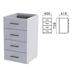Тумба (каркас БЕЗ КРЫШКИ) приставная "Монолит", 400х416х728 мм, 4 ящика, серая, ТМ05.11 фото