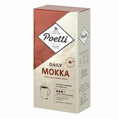 Кофе молотый Poetti "Mokka", натуральный, 250г, вакуумная упаковка, ш/к 70199, 18102 фото
