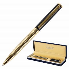 Ручка подарочная шариковая GALANT "Black Melbourne", корпус золотистый с черным, золотистые детали, пишущий узел 0,7 мм, синяя, 141356 фото