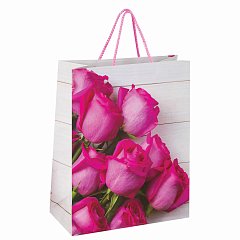 Пакет подарочный 26x12,7x32,4 см, ЗОЛОТАЯ СКАЗКА "Розовые розы", ламинированный, 606582 фото