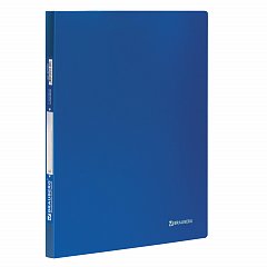 Папка с боковым металлическим прижимом BRAUBERG стандарт, синяя, до 100 листов, 0,6 мм, 221629 фото
