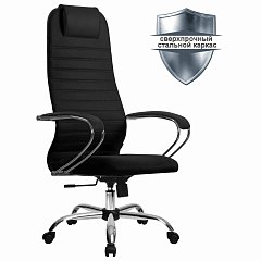 Кресло офисное МЕТТА "SU-B-10" хром, ткань-сетка, сиденье и спинка мягкие, черное фото