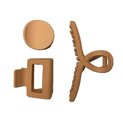 Крабы для волос НАБОР 3 шт, 4см/5см/11см, soft touch, коричневый MONTE VITA 457031 фото