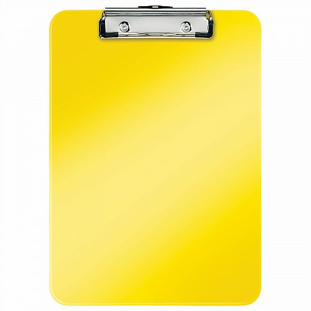 Доска-планшет LEITZ "WOW", с верхним прижимом, A4, 320х228 мм, пластик, 1,7 мм, желтая, 39710016 фото