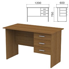 Стол письменный "Канц", 1200х600х750 мм, тумба 3 ящика, цвет орех пирамидальный, СК27.9 фото