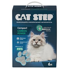 Наполнитель комкующийся минеральный CAT STEP Compact Carbon Power, 6 л фото