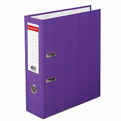 Папка-регистратор BRAUBERG с покрытием из ПВХ, 80 мм, с уголком, фиолетовая (удвоенный срок службы), 227200 фото