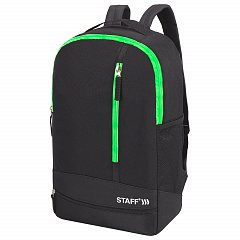 Рюкзак STAFF STRIKE универсальный, 3 кармана, черный с салатовыми деталями, 45х27х12 см, 270785 фото