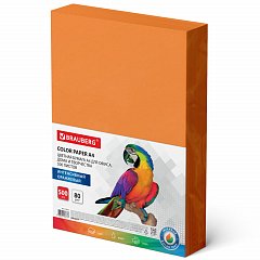 Бумага цветная BRAUBERG, А4, 80 г/м2, 500 л., интенсив, оранжевая, для офисной техник, 115217 фото