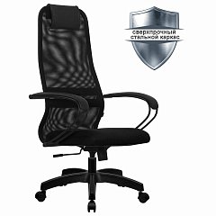 Кресло офисное МЕТТА "SU-B-8" пластик, ткань-сетка, сиденье мягкое, черное фото