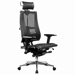 Кресло МЕТТА "YOGA" Y 4DT B2-14D, адаптивная спинка, 3D-подголовник, сверхпрочная сетка, черное фото