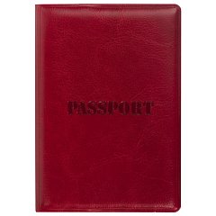 Обложка для паспорта STAFF, полиуретан под кожу, "ПАСПОРТ", бордовая, 237600 фото